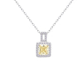 Asfour Crystal Chain Necklace With Yellow Square Pendant In 925 Sterling Silver-ND0450-Y